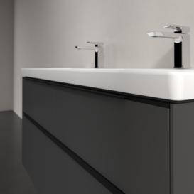 Тумба под раковину Villeroy & Boch Subway 3.0 127,2х57,6 см ДСП/алюминий графит/черный вулкан C568L1VR