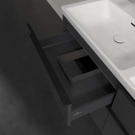 Тумба под раковину Villeroy & Boch Subway 3.0 127,2х57,6 см ДСП/алюминий графит/черный вулкан C568L1VR