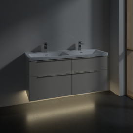 Тумба під раковину Villeroy & Boch Subway 3.0 127,2х57,6 см ДСП/алюміній сірий кашемір/монохром C568L2VN