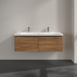 Тумба под раковину Villeroy & Boch Subway 3.0 127,2х42,9 см ДСП/алюминий дуб канзас/черный вулкан C601L1RH