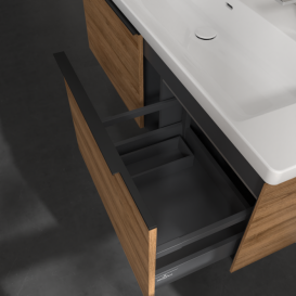 Тумба под раковину Villeroy & Boch Subway 3.0 127,2х42,9 см ДСП/алюминий дуб канзас/черный вулкан C601L1RH