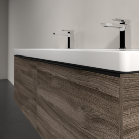 Тумба под раковину Villeroy & Boch Subway 3.0 127,2х42,9 см ДСП/алюминий дуб каменный/черный вулкан C601L1RK
