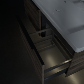 Тумба под раковину Villeroy & Boch Subway 3.0 127,2х42,9 см ДСП/алюминий дуб каменный/черный вулкан C601L1RK