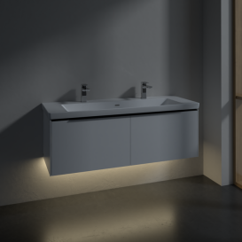 Тумба под раковину Villeroy & Boch Subway 3.0 127,2х42,9 см ДСП/алюминий бриллиантовый белый/черный вулкан C601L1VE