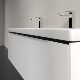 Тумба под раковину Villeroy & Boch Subway 3.0 127,2х42,9 см ДСП/алюминий бриллиантовый белый/черный вулкан C601L1VE