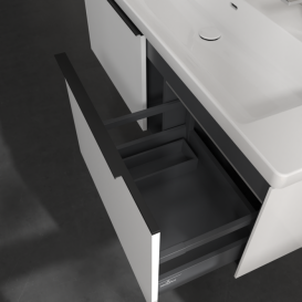 Тумба под раковину Villeroy & Boch Subway 3.0 127,2х42,9 см ДСП/алюминий бриллиантовый белый/черный вулкан C601L1VE