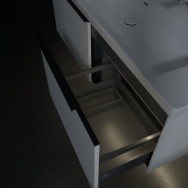 Тумба під раковину Villeroy & Boch Subway 3.0 127,2х42,9 см ДСП/алюміній чистий білий/чорний вулкан C601L1VF