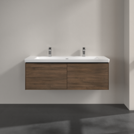 Тумба під раковину Villeroy & Boch Subway 3.0 127,2х42,9 см ДСП/алюміній дуб аризона/чорний вулкан C601L1VH