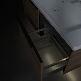 Тумба під раковину Villeroy & Boch Subway 3.0 127,2х42,9 см ДСП/алюміній дуб аризона/чорний вулкан C601L1VH