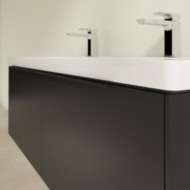 Тумба під раковину Villeroy & Boch Subway 3.0 127,2х42,9 см ДСП/алюміній чорний вулкан/чорний вулкан C601L1VL