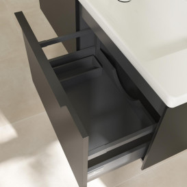 Тумба під раковину Villeroy & Boch Subway 3.0 127,2х42,9 см ДСП/алюміній чорний вулкан/чорний вулкан C601L1VL