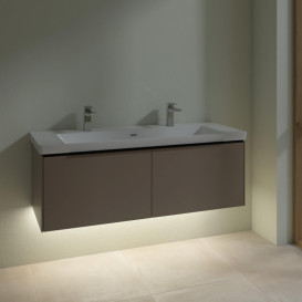 Тумба под раковину Villeroy & Boch Subway 3.0 127,2х42,9 см ДСП/алюминий тауп/черный вулкан C601L1VM