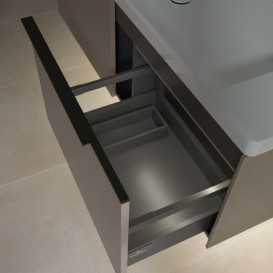 Тумба под раковину Villeroy & Boch Subway 3.0 127,2х42,9 см ДСП/алюминий тауп/черный вулкан C601L1VM