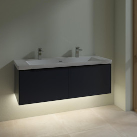 Тумба под раковину Villeroy & Boch Subway 3.0 127,2х42,9 см ДСП/алюминий морской синий/черный вулкан C601L1VQ