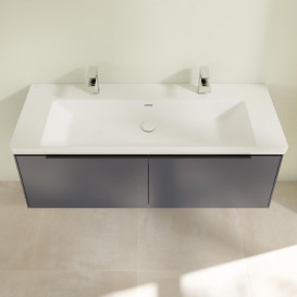 Тумба под раковину Villeroy & Boch Subway 3.0 127,2х42,9 см ДСП/алюминий морской синий/черный вулкан C601L1VQ