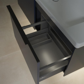 Тумба под раковину Villeroy & Boch Subway 3.0 127,2х42,9 см ДСП/алюминий морской синий/черный вулкан C601L1VQ