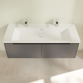 Тумба під раковину Villeroy & Boch Subway 3.0 127,2х42,9 см ДСП/алюміній графіт/чорний вулкан C601L1VR