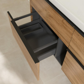 Тумба під раковину Villeroy & Boch Subway 3.0 127,2х57,6 см ДСП/алюміній дуб канзас/чорний вулкан C602L1RH