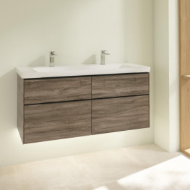 Тумба под раковину Villeroy & Boch Subway 3.0 127,2х57,6 см ДСП/алюминий дуб каменный/черный вулкан C602L1RK