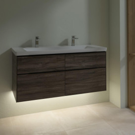 Тумба под раковину Villeroy & Boch Subway 3.0 127,2х57,6 см ДСП/алюминий дуб каменный/черный вулкан C602L1RK