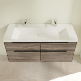 Тумба под раковину Villeroy & Boch Subway 3.0 127,2х57,6 см ДСП/алюминий дуб каменный/черный вулкан C602L1RK