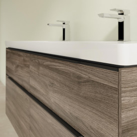 Тумба под раковину Villeroy & Boch Subway 3.0 127,2х57,6 см ДСП/алюминий дуб каменный/черный вулкан C602L1RK