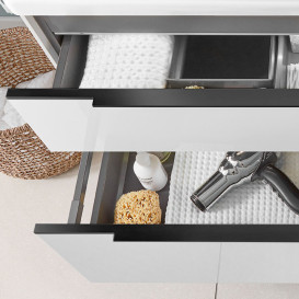 Тумба под раковину Villeroy & Boch Subway 3.0 127,2х57,6 см ДСП/алюминий белый бриллиант/черный вулкан C602L1VE