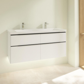 Тумба под раковину Villeroy & Boch Subway 3.0 127,2х57,6 см ДСП/алюминий чистый белый/черный вулкан C602L1VF