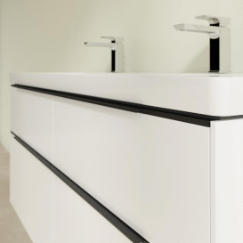 Тумба под раковину Villeroy & Boch Subway 3.0 127,2х57,6 см ДСП/алюминий чистый белый/черный вулкан C602L1VF