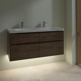 Тумба под раковину Villeroy & Boch Subway 3.0 127,2х57,6 см ДСП/алюминий дуб аризона/черный вулкан C602L1VH