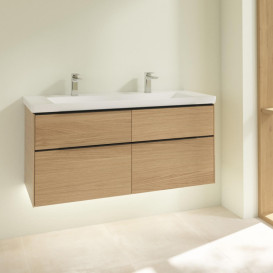 Тумба під раковину Villeroy & Boch Subway 3.0 127,2х57,6 см ДСП/алюміній дуб північний/чорний вулкан C602L1VJ