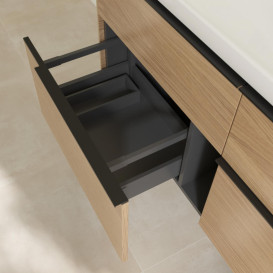 Тумба под раковину Villeroy & Boch Subway 3.0 127,2х57,6 см ДСП/алюминий дуб северный/черный вулкан C602L1VJ