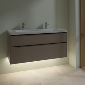 Тумба под раковину Villeroy & Boch Subway 3.0 127,2х57,6 см ДСП/алюминий тауп/черный вулкан C602L1VM