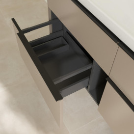 Тумба под раковину Villeroy & Boch Subway 3.0 127,2х57,6 см ДСП/алюминий тауп/черный вулкан C602L1VM