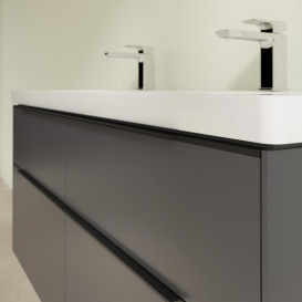 Тумба под раковину Villeroy & Boch Subway 3.0 127,2х57,6 см ДСП/алюминий графит/черный вулкан C602L1VR