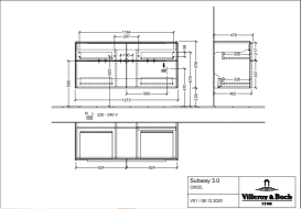 Тумба под раковину Villeroy & Boch Subway 3.0 127,2х57,6 см ДСП/алюминий серый кашемир/монохром C602L2VN