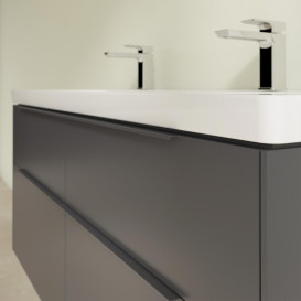 Тумба под раковину Villeroy & Boch Subway 3.0 127,2х57,6 см ДСП/алюминий графит/монохром C602L2VR