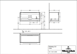 Тумба под раковину Villeroy & Boch Subway 3.0 97,3х42,9 см ДСП/алюминий серый кашемир C569L0VN