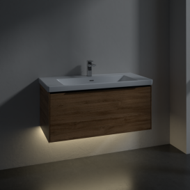 Тумба под раковину Villeroy & Boch Subway 3.0 97,3х42,9 см ДСП/алюминий дуб канзас/черный вулкан C569L1RH