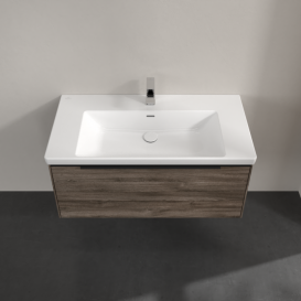 Тумба під раковину Villeroy & Boch Subway 3.0 97,3х42,9 см ДСП/алюміній дуб кам'яний/чорний вулкан C569L1RK