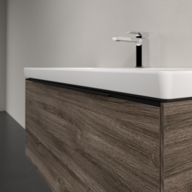 Тумба під раковину Villeroy & Boch Subway 3.0 97,3х42,9 см ДСП/алюміній дуб кам'яний/чорний вулкан C569L1RK