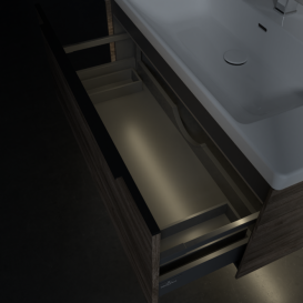 Тумба під раковину Villeroy & Boch Subway 3.0 97,3х42,9 см ДСП/алюміній дуб кам'яний/чорний вулкан C569L1RK