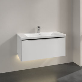 Тумба под раковину Villeroy & Boch Subway 3.0 97,3х42,9 см ДСП/алюминий белый бриллиант/черный вулкан C569L1VE