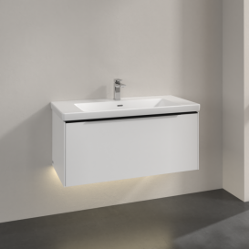 Тумба под раковину Villeroy & Boch Subway 3.0 97,3х42,9 см ДСП/алюминий чистый белый/черный вулкан C569L1VF