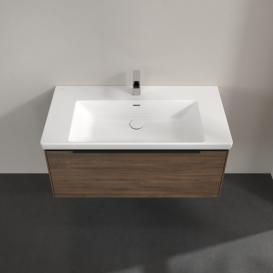 Тумба под раковину Villeroy & Boch Subway 3.0 97,3х42,9 см ДСП/алюминий дуб аризона/черный вулкан C569L1VH