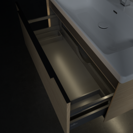 Тумба під раковину Villeroy & Boch Subway 3.0 97,3х42,9 см ДСП/алюміній дуб північний/чорний вулкан C569L1VJ