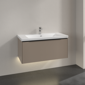 Тумба под раковину Villeroy & Boch Subway 3.0 97,3х42,9 см ДСП/алюминий тауп/черный вулкан C569L1VM