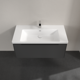 Тумба под раковину Villeroy & Boch Subway 3.0 97,3х42,9 см ДСП/алюминий графит/черный вулкан C569L1VR