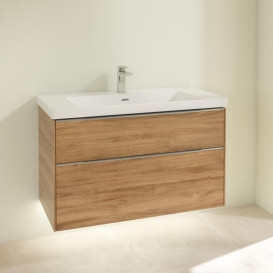 Тумба под раковину Villeroy & Boch Subway 3.0 97,3х57,6 см ДСП/алюминий дуб канзас C570L0RH