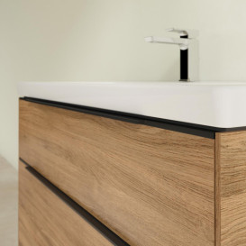 Тумба під раковину Villeroy & Boch Subway 3.0 97,3х57,6 см ДСП/алюміній дуб канзас/чорний вулкан C570L1RH